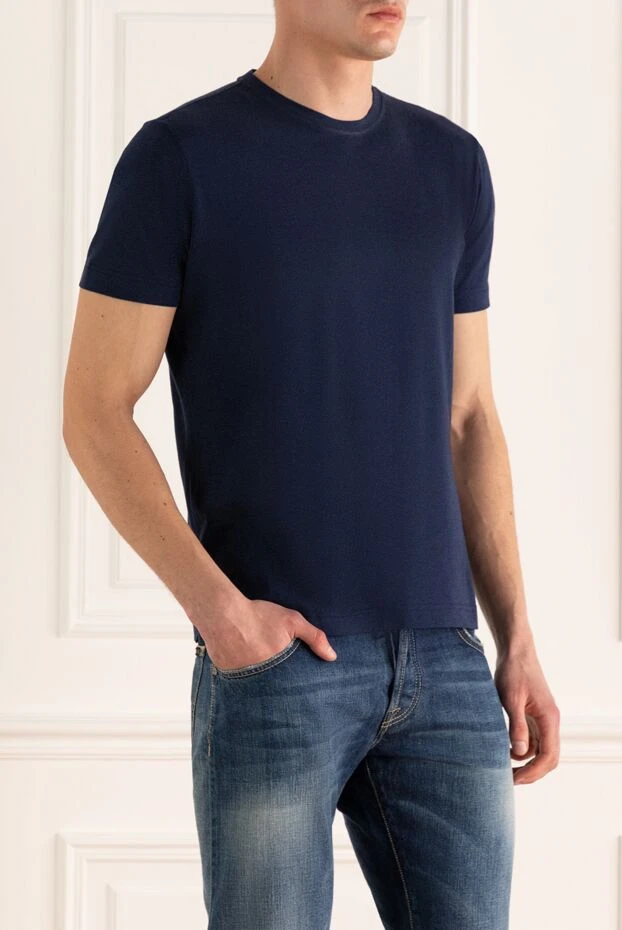 Orian dark blue t-shirt made of stretch cotton with a soft texture 144758 - photo 3
