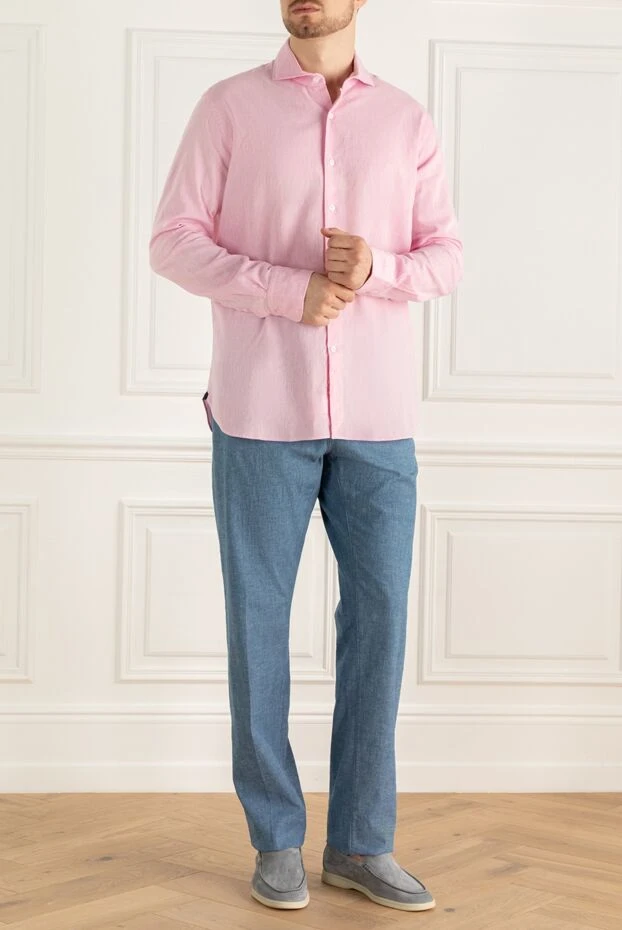 Orian man pink linen and cotton shirt for men купить с ценами и фото 144765 - photo 2