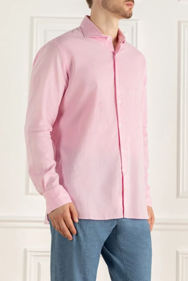 Orian pink linen and cotton shirt for men 144765 - photo 3