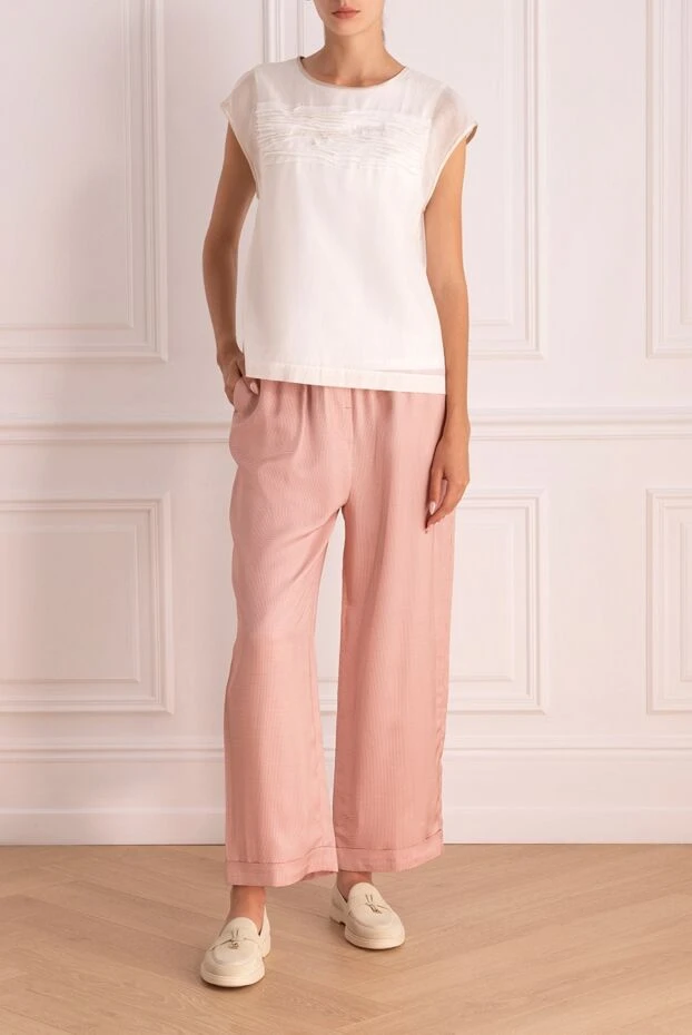 Peserico woman pink viscose trousers for women купить с ценами и фото 144794 - photo 2