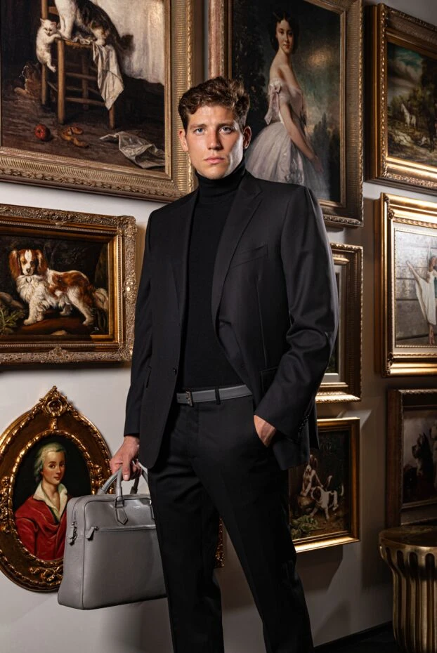 Corneliani костюм шерстяной черный однобортный классический мужской 144838 - фото 2