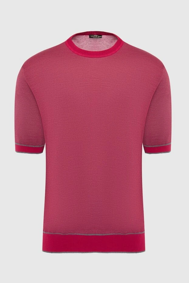 Cesare di Napoli man jumper with short sleeves made of cotton and silk, burgundy for men купить с ценами и фото 144878 - photo 1