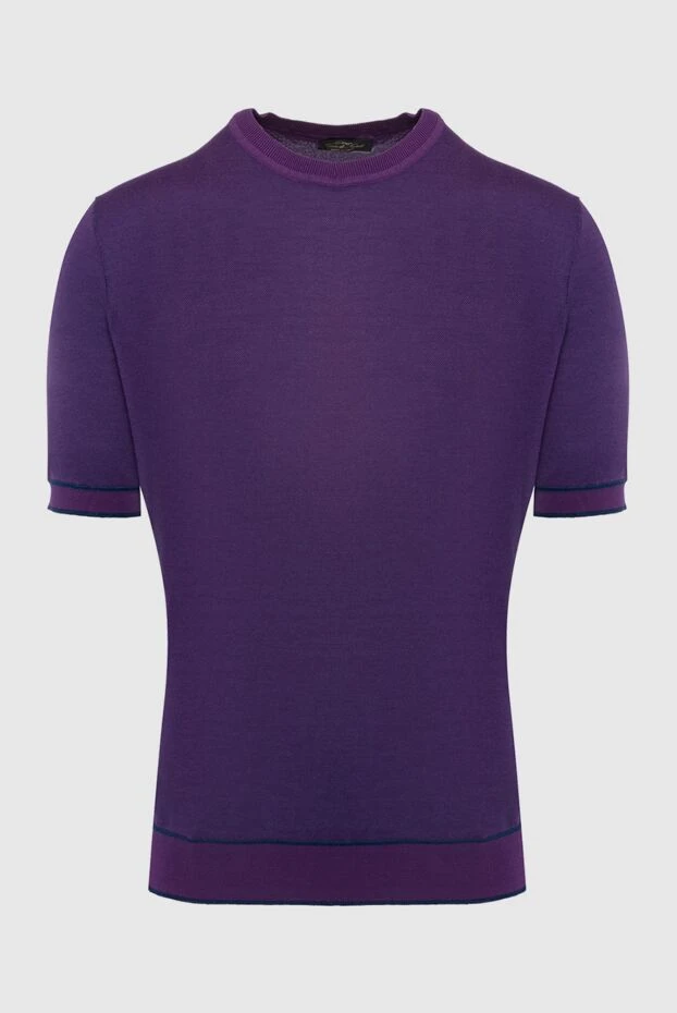 Cesare di Napoli man short sleeve jumper in cotton and silk purple for men купить с ценами и фото 144879 - photo 1