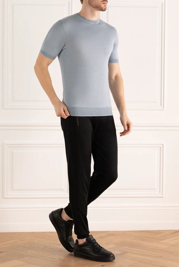 Cesare di Napoli man short sleeve jumper in silk and cotton gray for men 144881 - photo 2