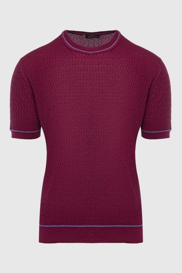 Cesare di Napoli man silk short sleeve jumper burgundy for men купить с ценами и фото 144886 - photo 1