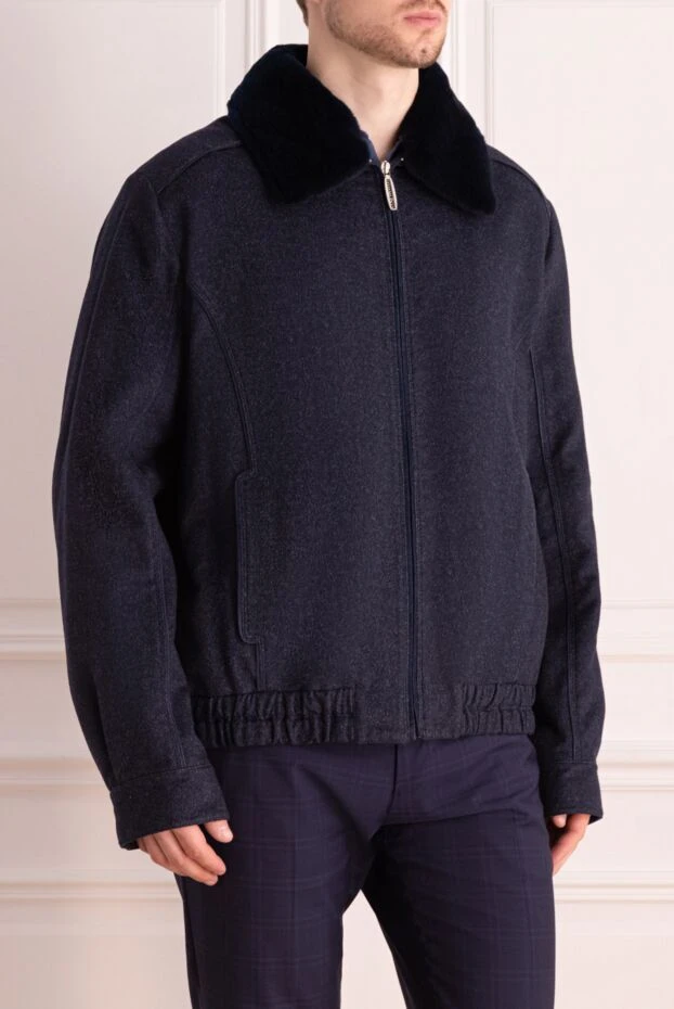Stefano Ricci куртка из кашемира и натуральной кожи синяя мужская 144895 - фото 3