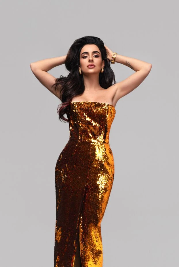 Alexandre Vauthier floor-length dress with bronze sequins and open shoulders
 144902 - photo 2