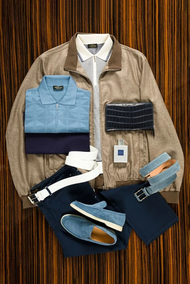 Zilli мужские брюки темно синие из хлопка и шелка универсального стиля 144967 - фото 2