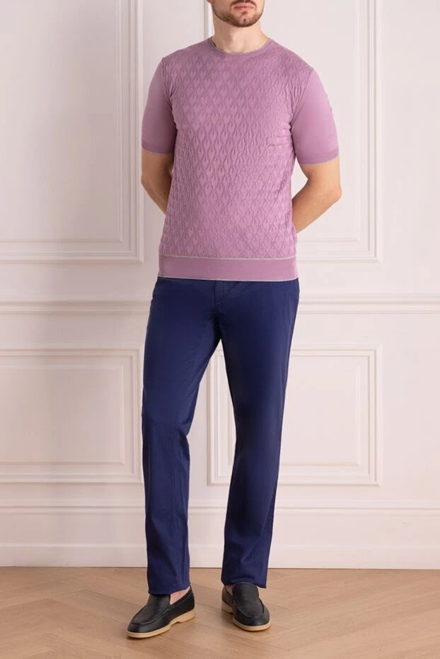 Zilli man blue cotton and silk trousers for men купить с ценами и фото 144969 - photo 2