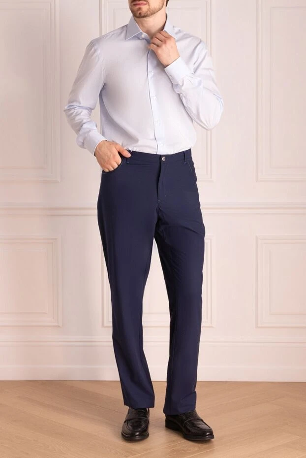 Zilli man blue cotton trousers for men купить с ценами и фото 144987 - photo 2