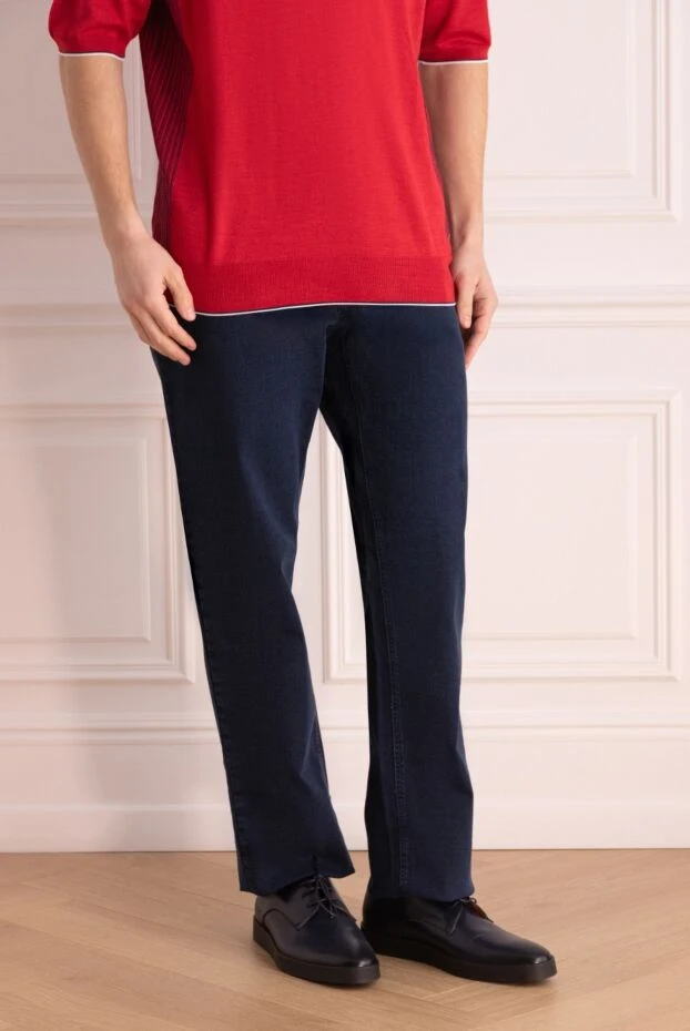 Zilli лаконикалық дизайнымен және тығыз орналасуы бар қара көк ерлер джинсы

 145002 - фото 3