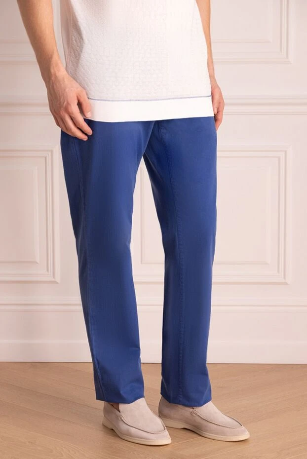 Zilli артқы қалталарында дизайнерлік әрлеуі бар классикалық көк джинсы 145030 - фото 3