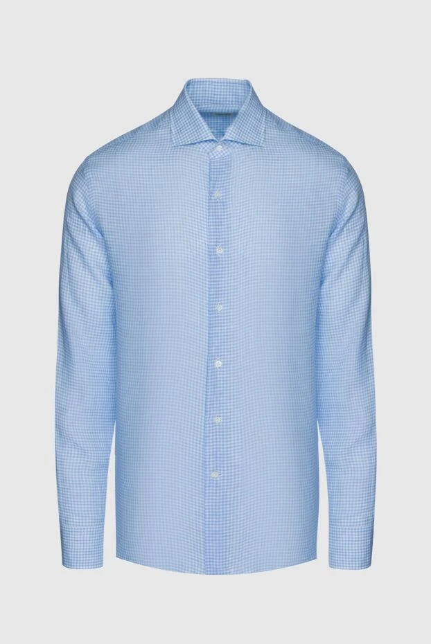 Alessandro Gherardi man men's blue linen shirt купить с ценами и фото 145040 - photo 1