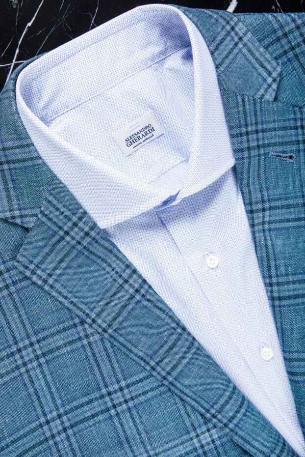 Alessandro Gherardi men's white business shirt with microcell pattern
 145052 - photo 2