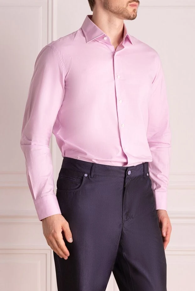 Alessandro Gherardi men's pink shirt made of smooth cotton with a laconic silhouette
 145056 - photo 3