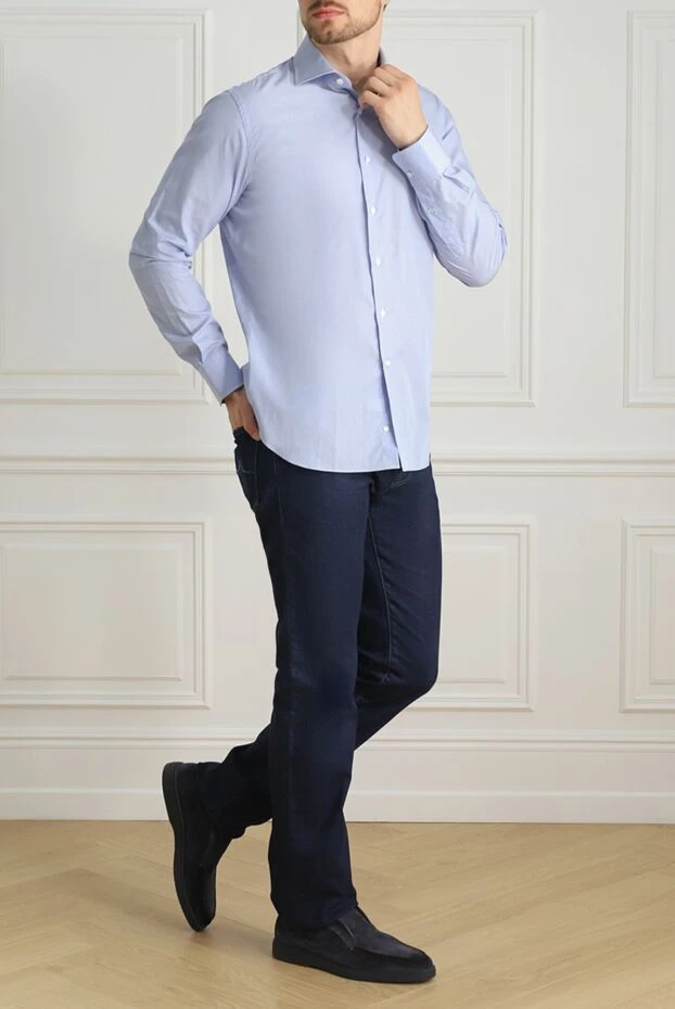 Alessandro Gherardi man blue cotton shirt for men купить с ценами и фото 145060 - photo 2