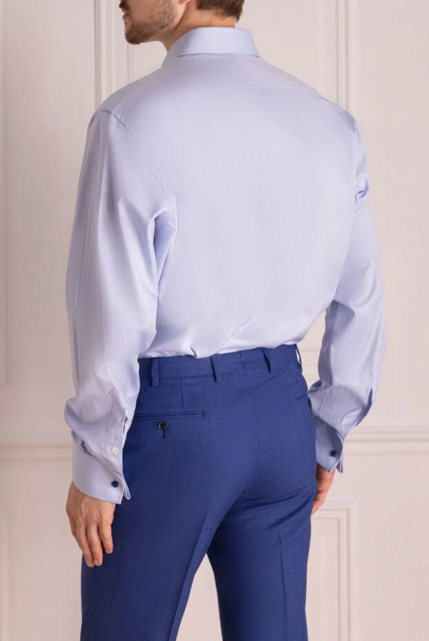 Alessandro Gherardi men's cotton shirt blue basic button-down
 145066 - photo 3