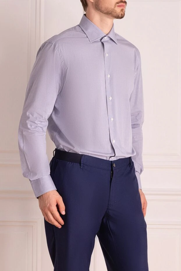 Alessandro Gherardi men's shirt blue solid color with dense texture 145067 - photo 3