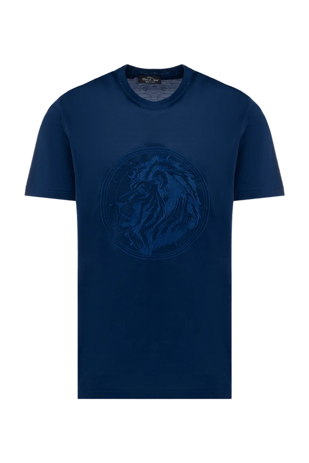 Cesare di Napoli man cotton t-shirt blue for men купить с ценами и фото 145079 - photo 1