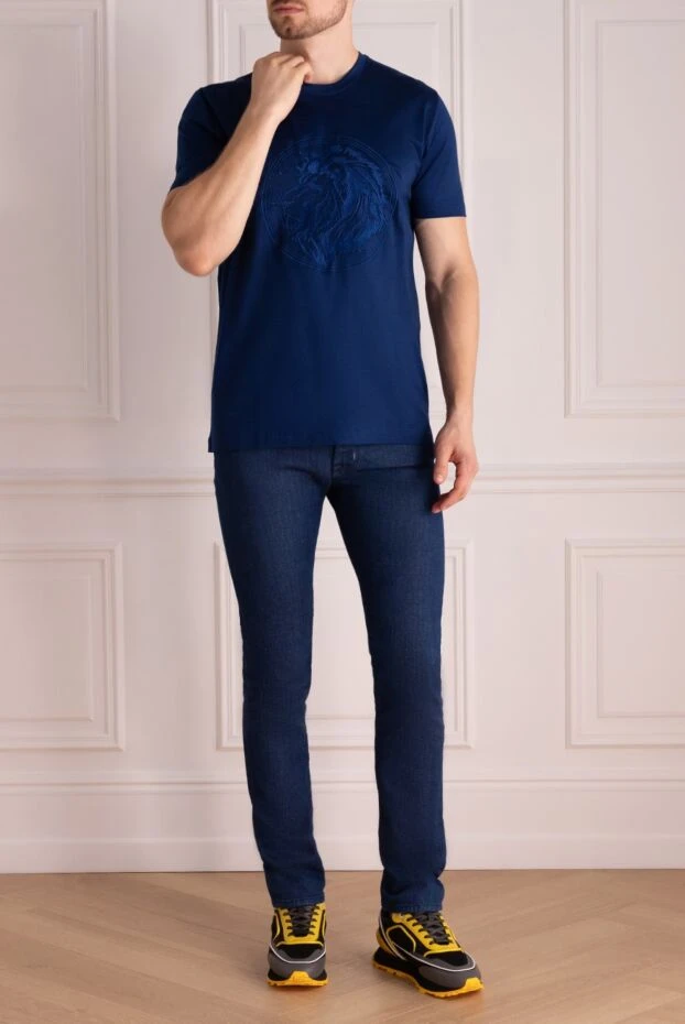 Cesare di Napoli man cotton t-shirt blue for men купить с ценами и фото 145079 - photo 2