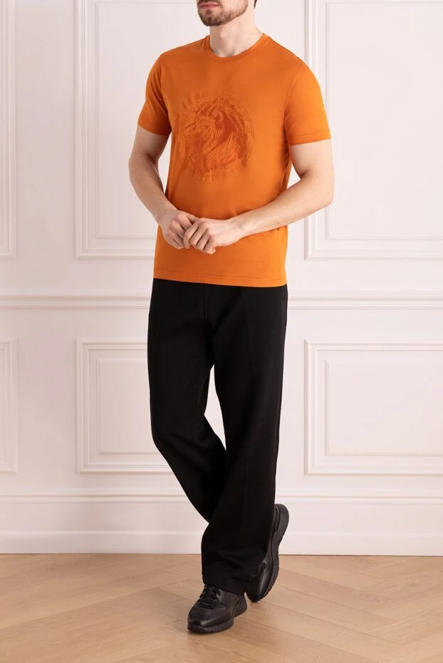 Cesare di Napoli man cotton t-shirt orange for men купить с ценами и фото 145081 - photo 2