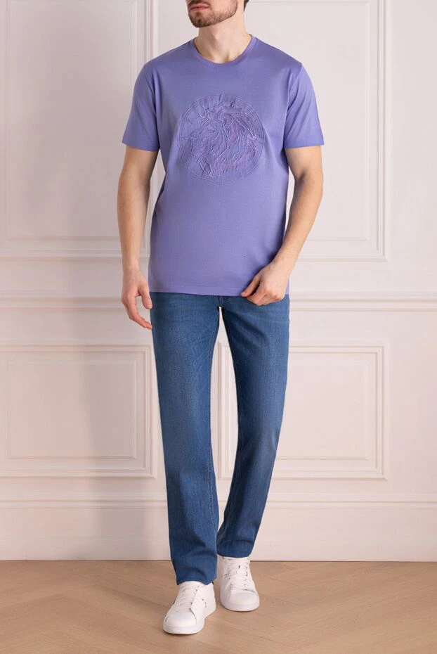 Cesare di Napoli man purple cotton t-shirt for men купить с ценами и фото 145086 - photo 2