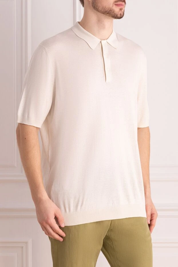 Barba Napoli мужское шёлковое поло с трикотажной планкой и рубашечным воротником
 145087 - фото 3