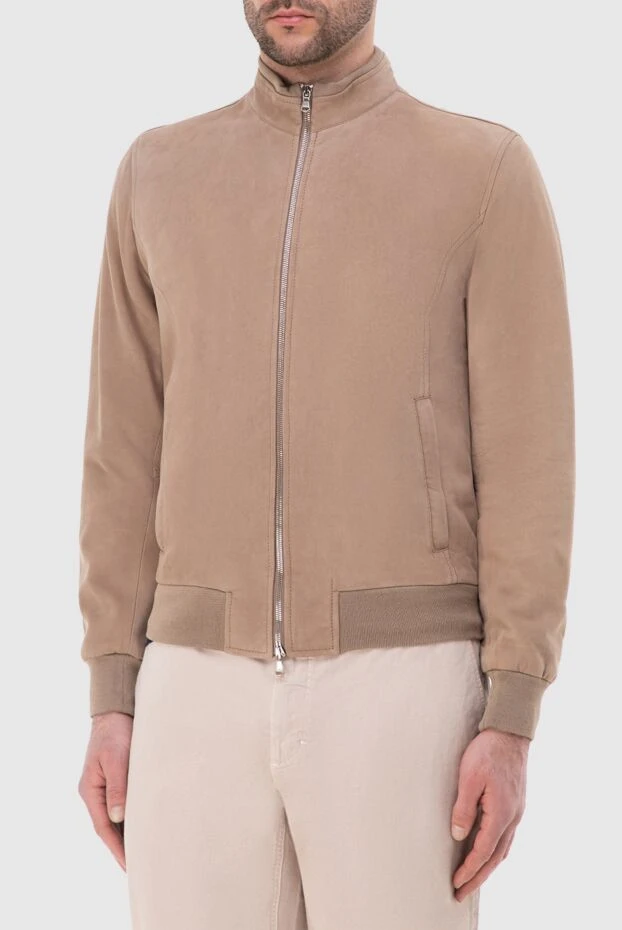 Barba Napoli куртка кожаная из нубука бежевая мужская 145090 - фото 3