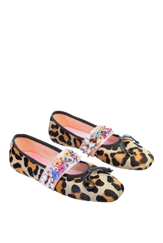 Giambattista Valli туфли женские бежевые в леопардовый принт с цветами 145107 - фото 3