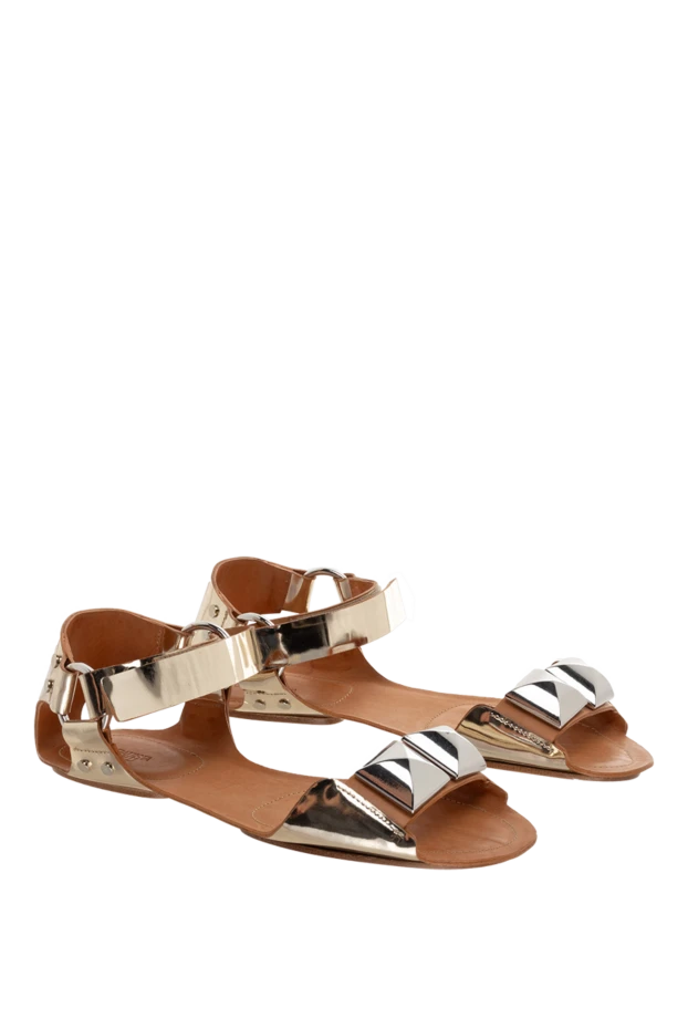 Giambattista Valli сандалии женские кожаные с металлическими аксессуарами желтые 145108 - фото 3