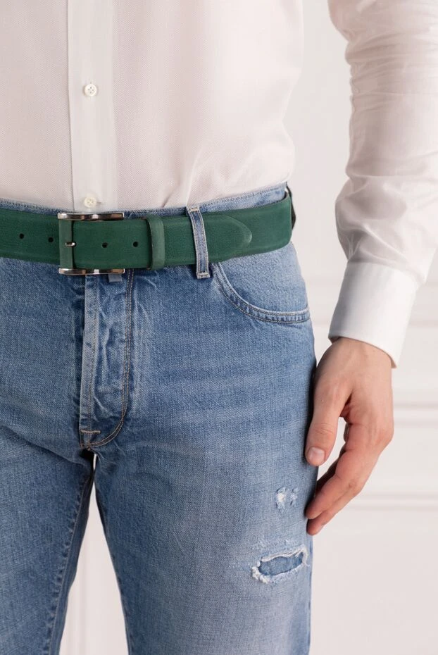 Cesare di Napoli man green leather belt for men купить с ценами и фото 145141 - photo 2