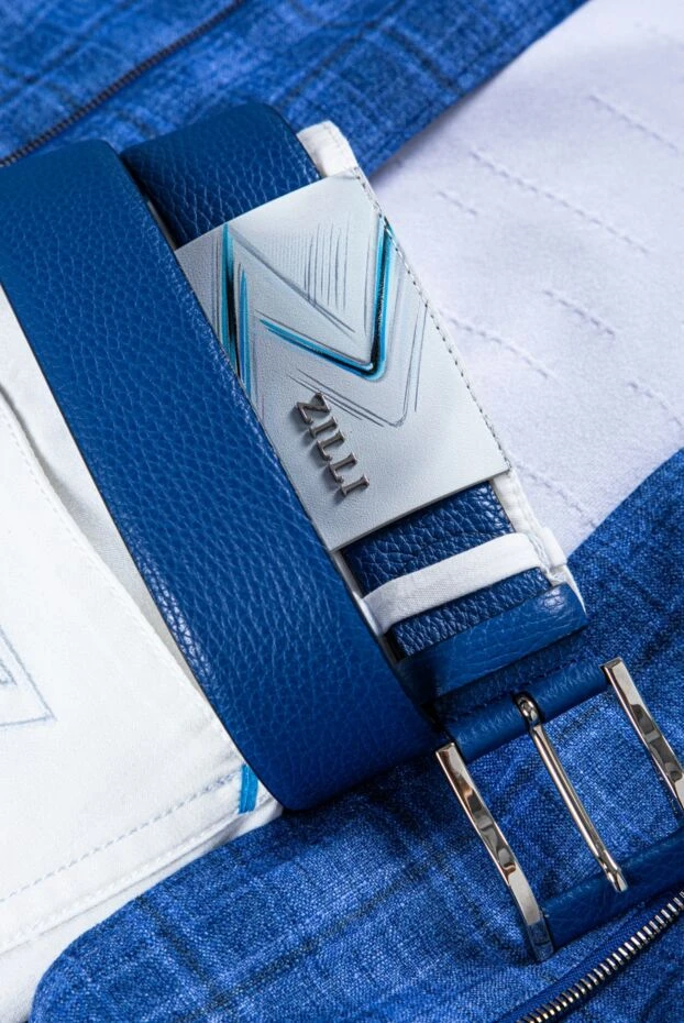 Cesare di Napoli рельефті көк былғары белдік ерлерге арналған 145160 - фото 2