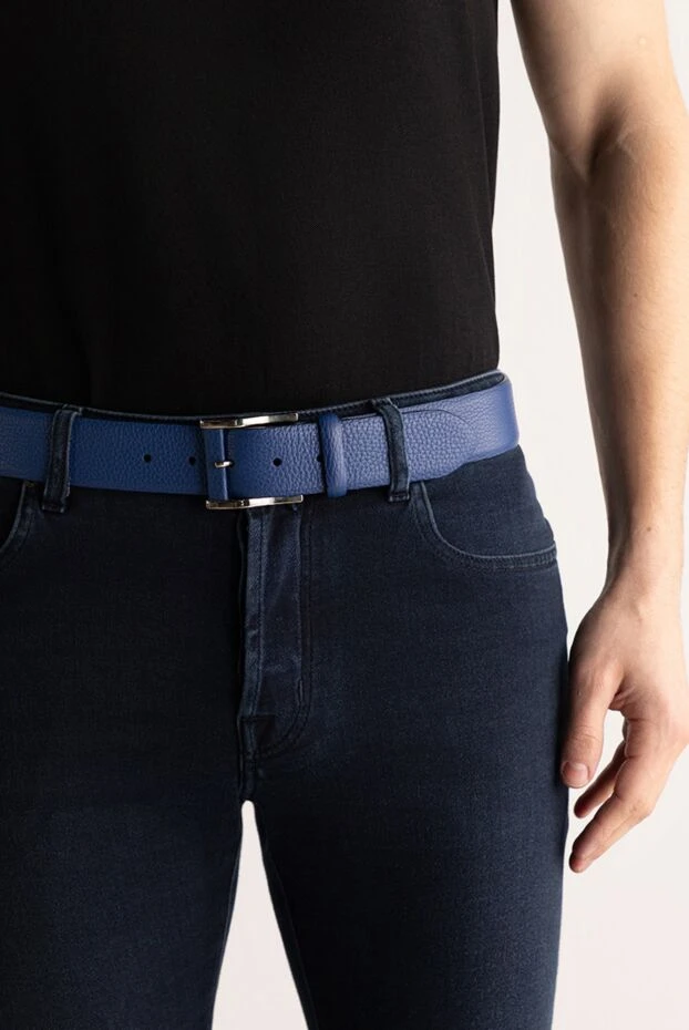 Cesare di Napoli man leather belt blue for men купить с ценами и фото 145160 - photo 2