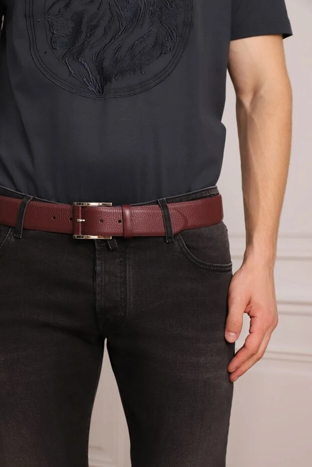 Cesare di Napoli man men's burgundy leather belt купить с ценами и фото 145171 - photo 2