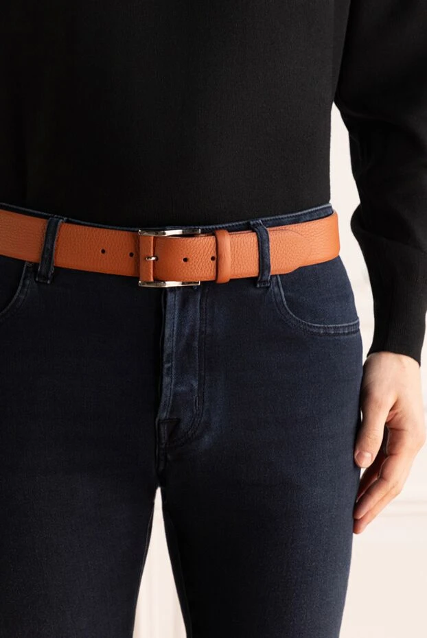 Cesare di Napoli man orange leather belt for men купить с ценами и фото 145172 - photo 2