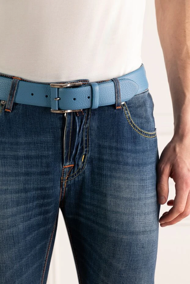 Cesare di Napoli man blue leather belt for men купить с ценами и фото 145178 - photo 2