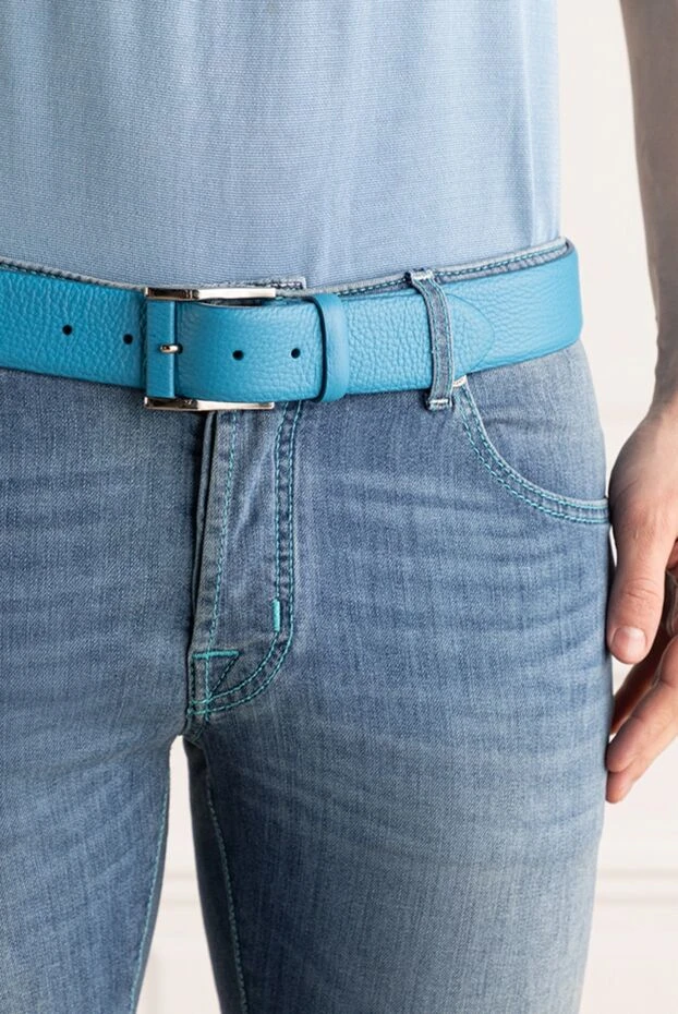 Cesare di Napoli man blue leather belt for men купить с ценами и фото 145180 - photo 2