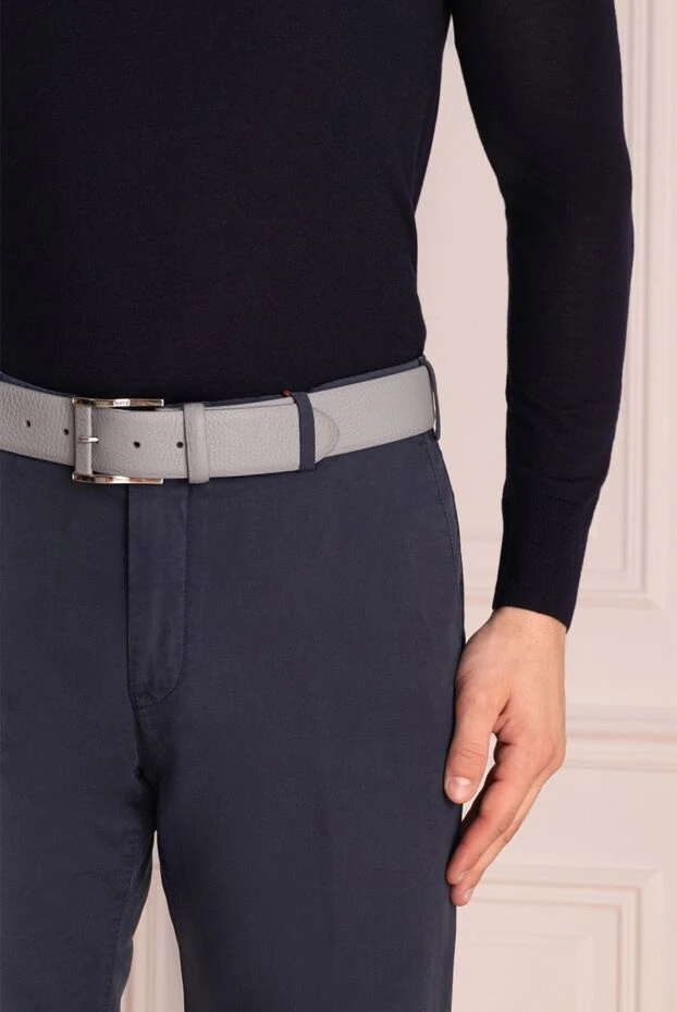 Cesare di Napoli man gray leather belt for men купить с ценами и фото 145182 - photo 2