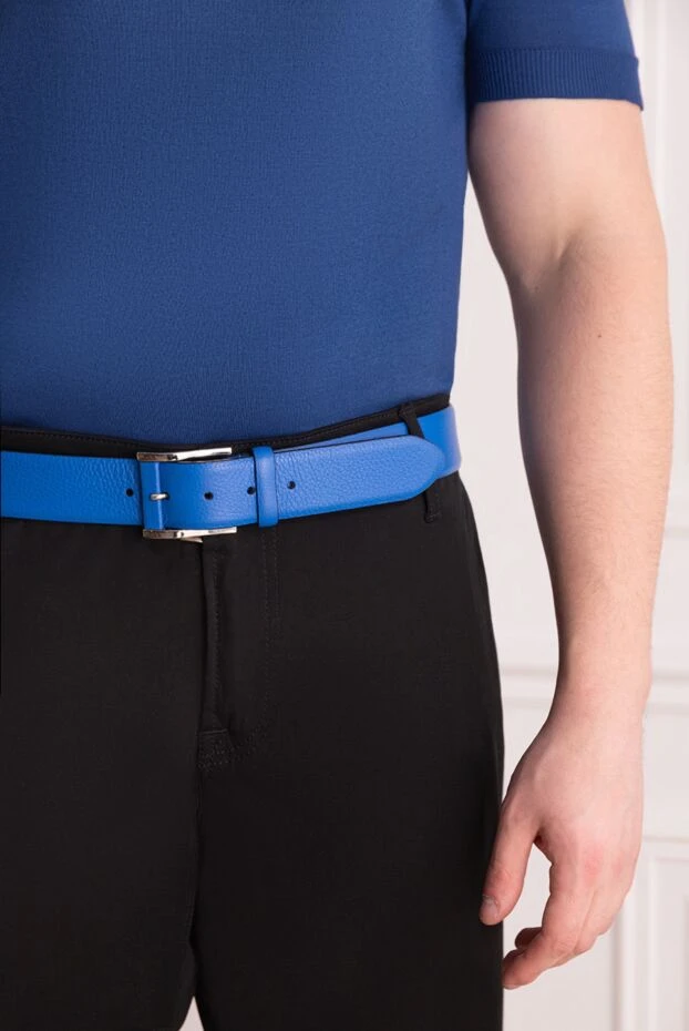 Cesare di Napoli man leather belt blue for men купить с ценами и фото 145184 - photo 2