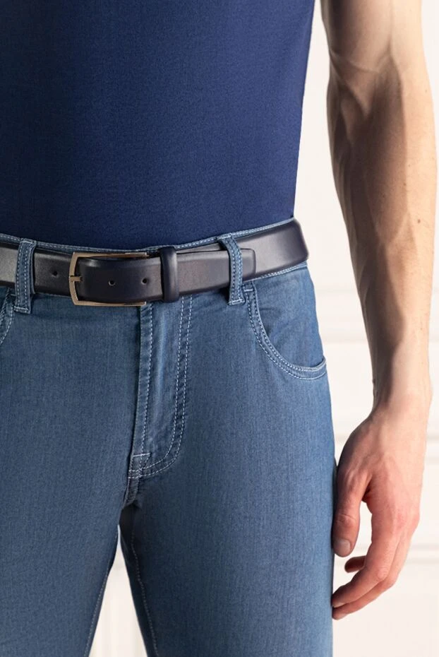 Cesare di Napoli man leather belt blue for men купить с ценами и фото 145341 - photo 2