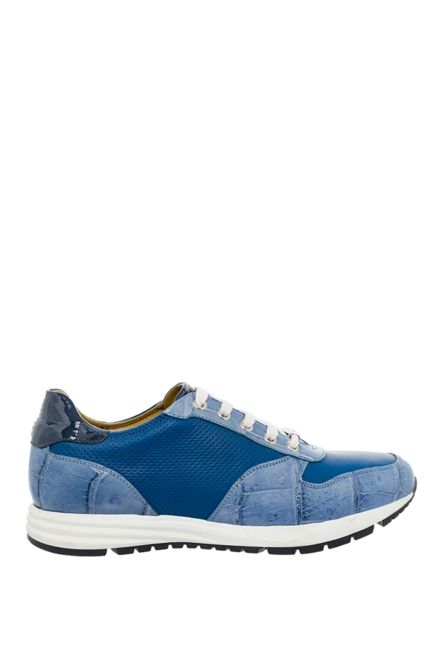 Tardini man sneakers in leather and alligator blue for men купить с ценами и фото 145409 - photo 1