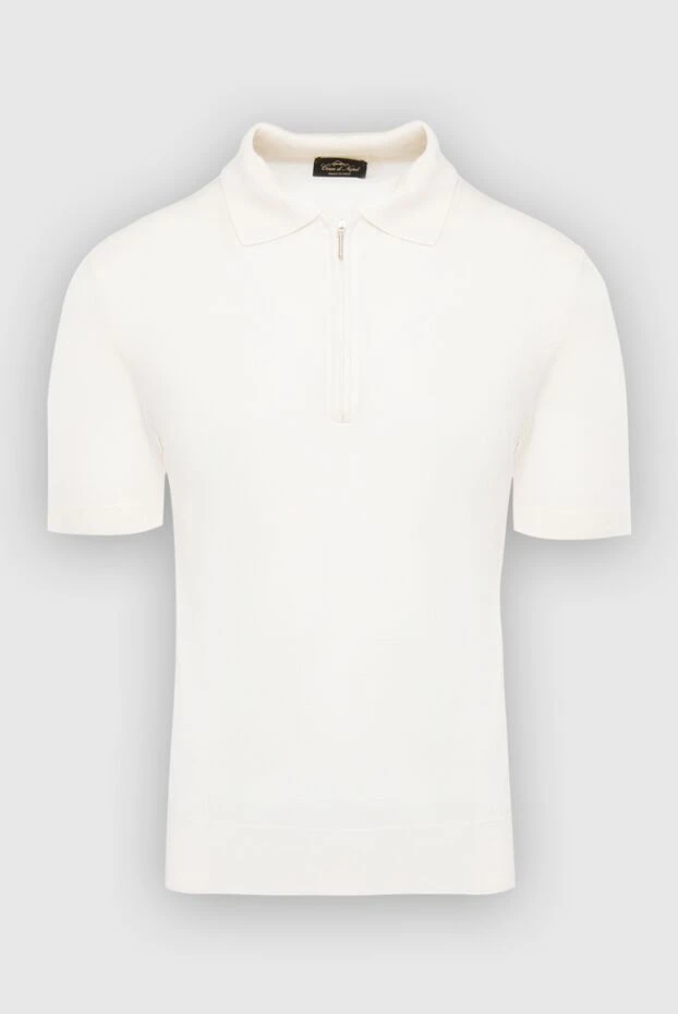 Cesare di Napoli man white silk polo for men купить с ценами и фото 145412 - photo 1