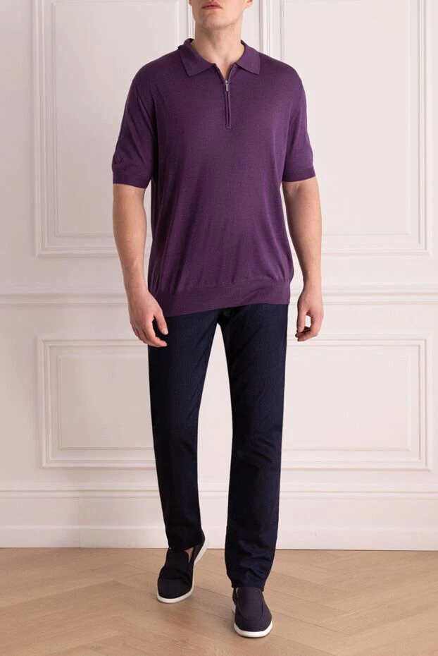 Cesare di Napoli polo from silk purple for men 145415 - photo 2