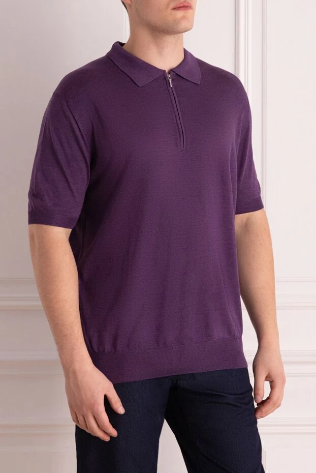 Cesare di Napoli polo from silk purple for men 145415 - photo 3