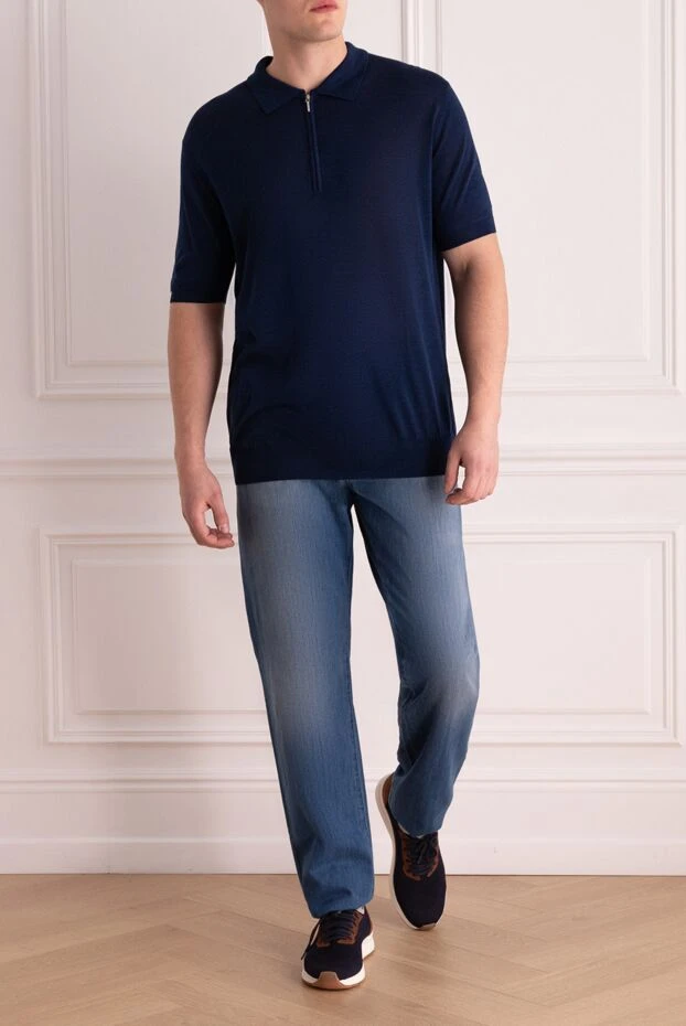 Cesare di Napoli man silk polo blue for men купить с ценами и фото 145421 - photo 2