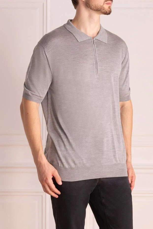 Cesare di Napoli man silk polo gray for men купить с ценами и фото 145425 - photo 2