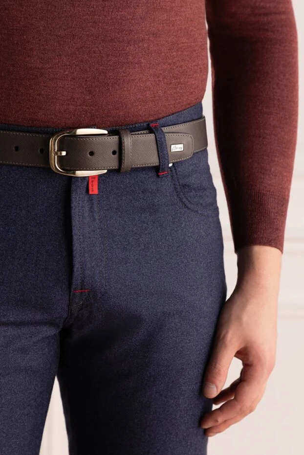 Brioni мужской ремень из кожи чёрного цвета 

 145437 - фото 2