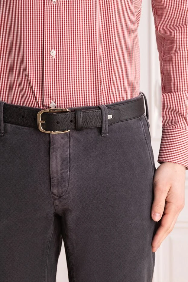 Brioni ремень мужской чёрный из зернистой кожи

 145439 - фото 2