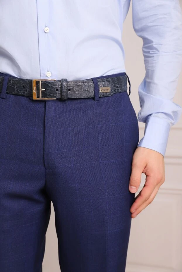 Шынайы аллигатор былғарыдан жасалған ерлер белбеуі, қою көк - фото 2