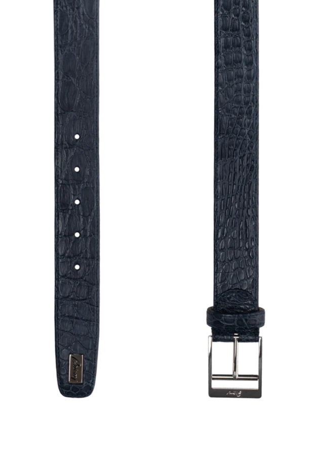 Brioni ремень из натуральной кожи аллигатора мужской темно-синий 145443 - фото 3